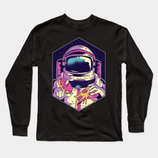 Astronaut eating Donut and Pizza Long Sleeve T-Shirt